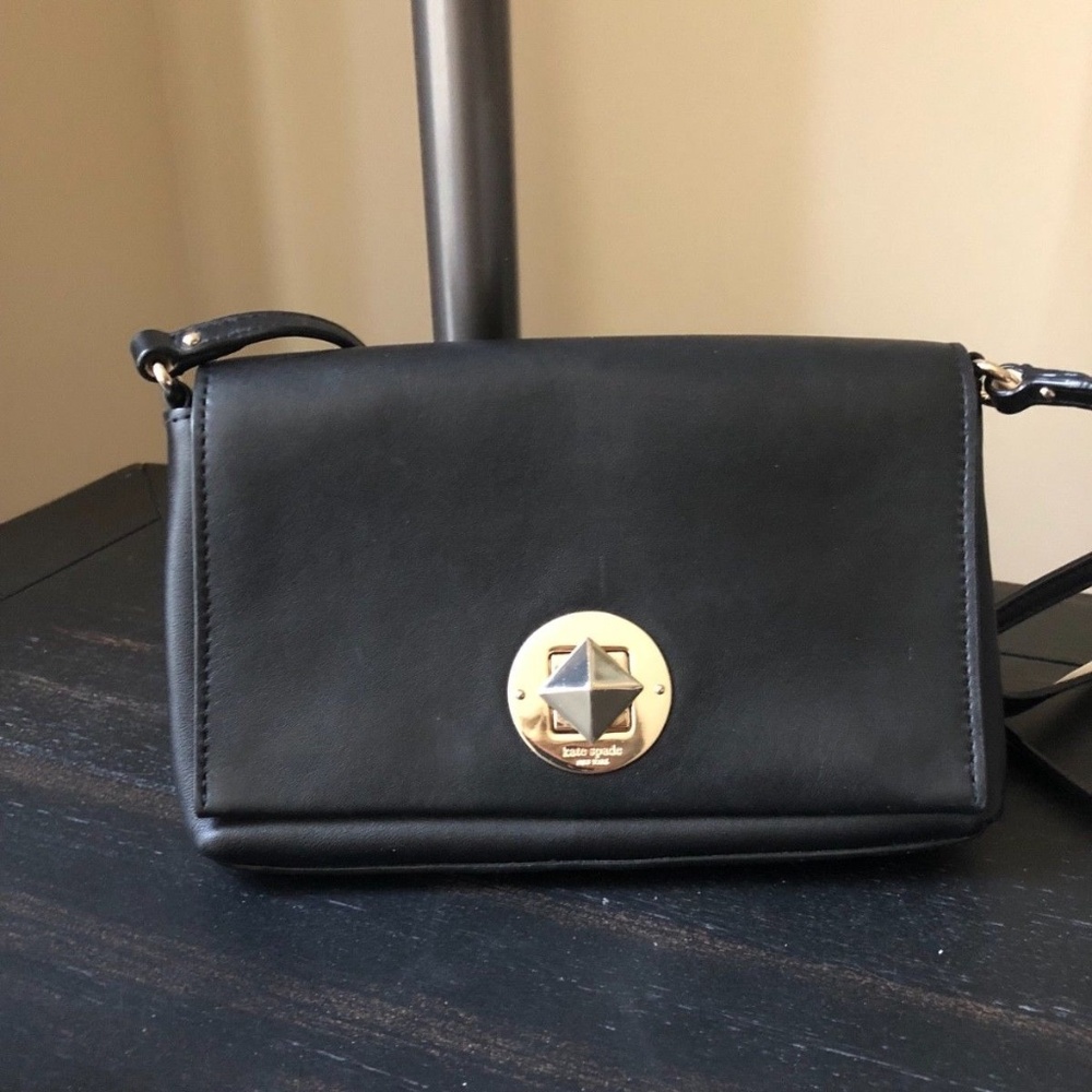 Kate Spade Small Black Leather Purse with Strap